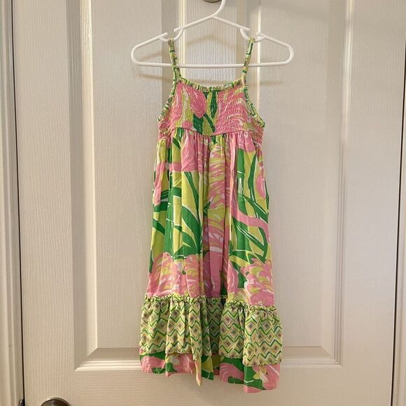 Lilly Pulitzer for Target Flamingo Fan Dance Maxi Dress Smocked Girls Size 2T